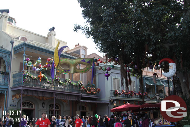 New Orleans Square is decorated for Christmas