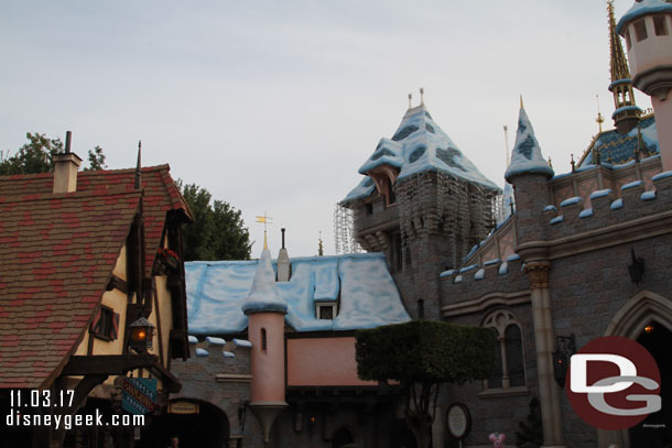 Snow on Sleeping Beauty Castle