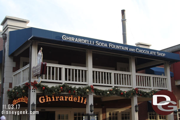 The Pacific Wharf is decorated.