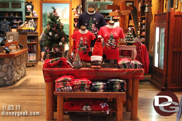 Rushin' River Outfitters features Christmas merchandise.