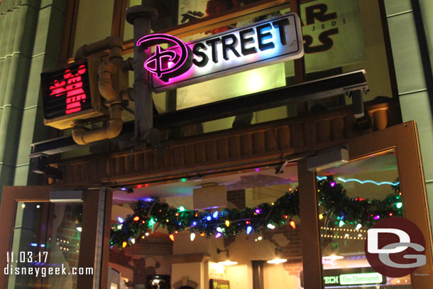 DStreet decorated for Christmas