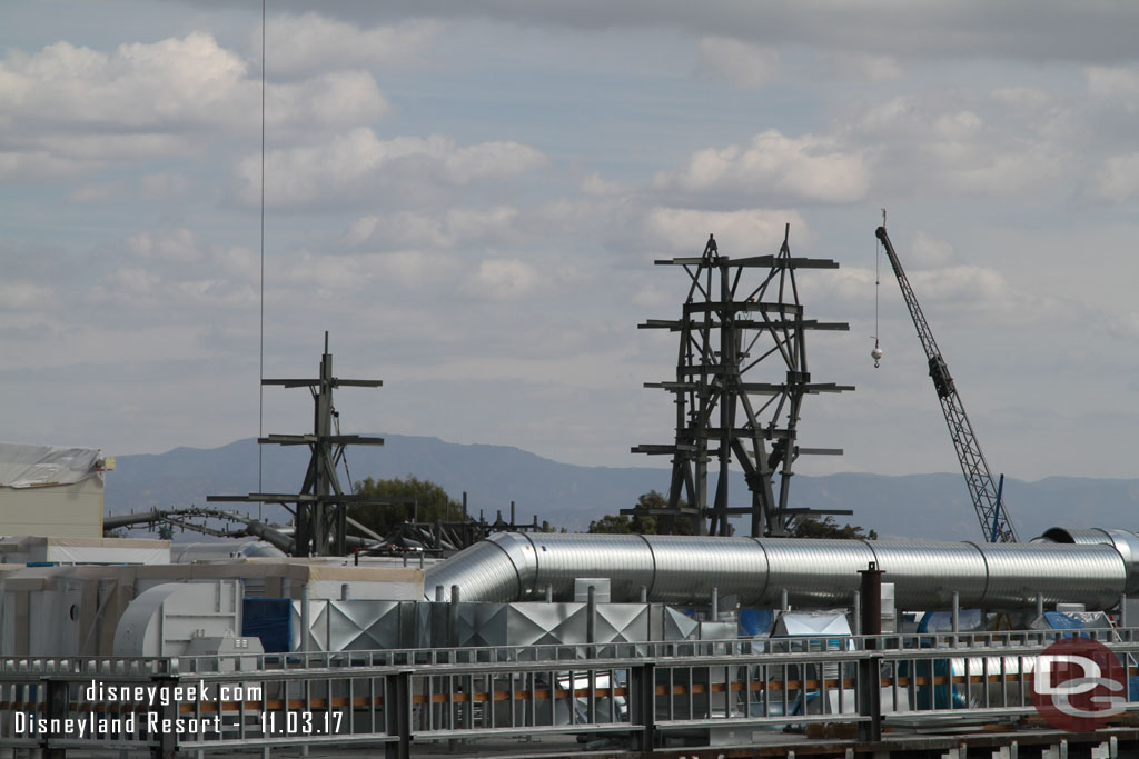 Steel rising above the building as the mountain range continues to grow.