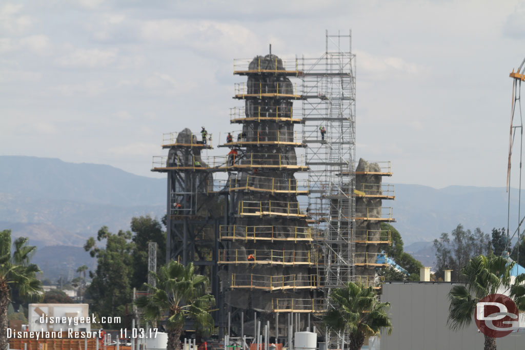 A closer look at the mountains this week as they continue to install the wire mesh that gives them shape.