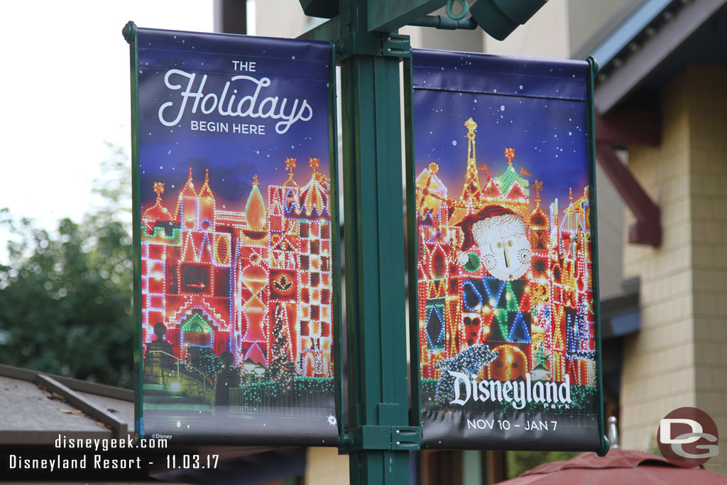 Downtown Disney has Holiday banners up.