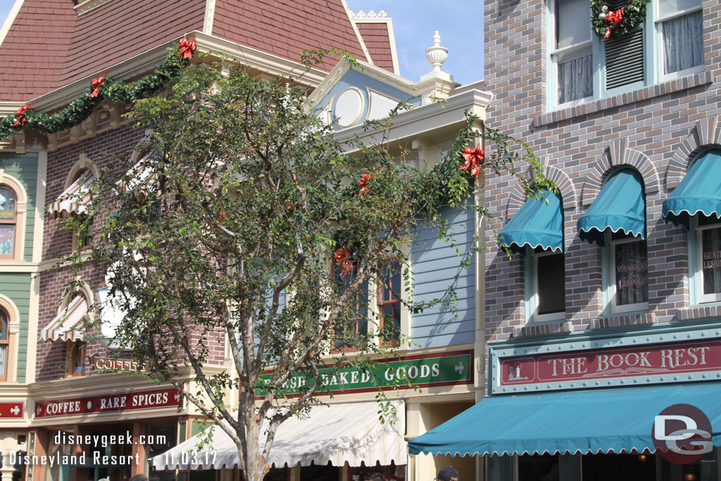 Lights are now in the trees along Main Street USA.