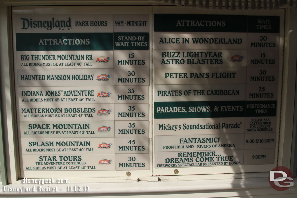 Disneyland wait times at 1:46pm