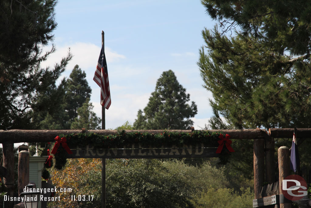 Frontierland has its decorations up.