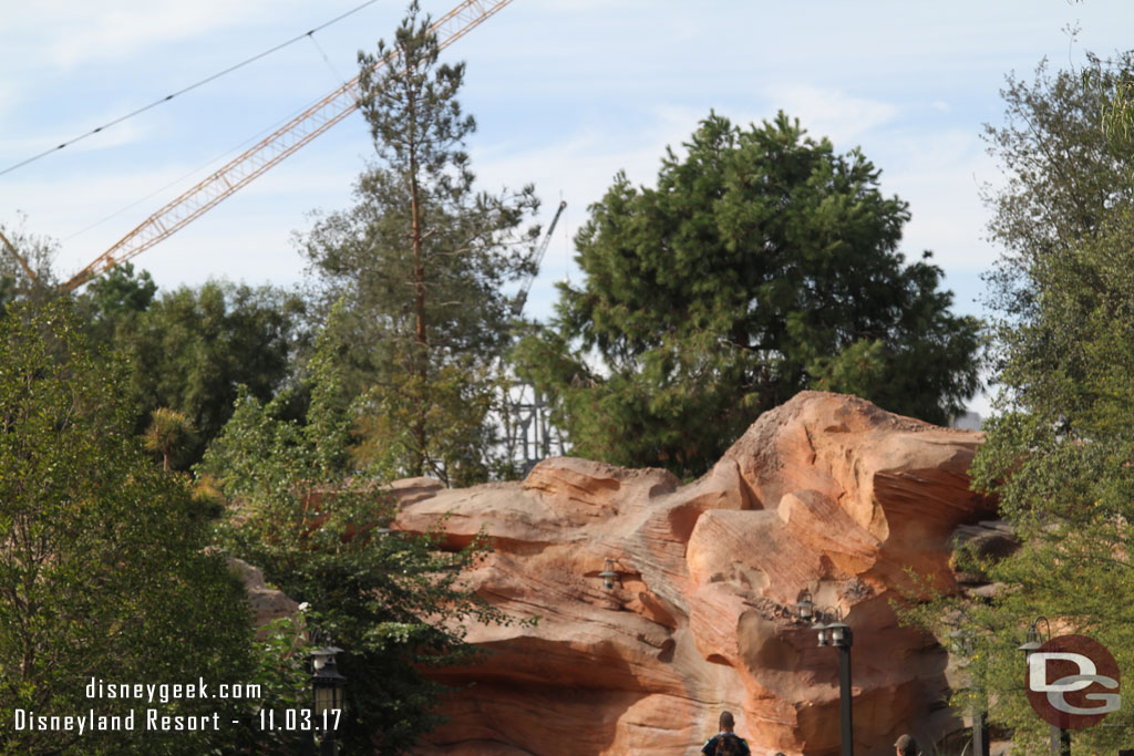 Steel is now visible as you walk down the Big Thunder Trail.