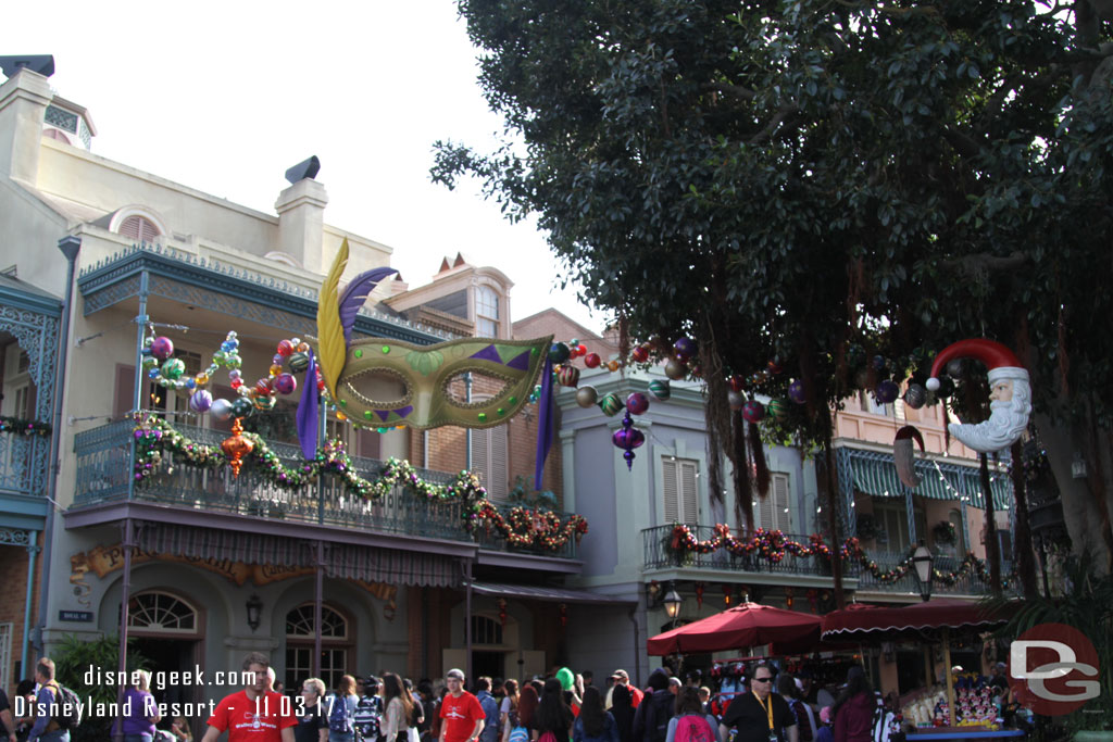 New Orleans Square is decorated for Christmas