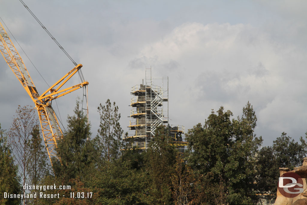 Star Wars construction visible over the trees