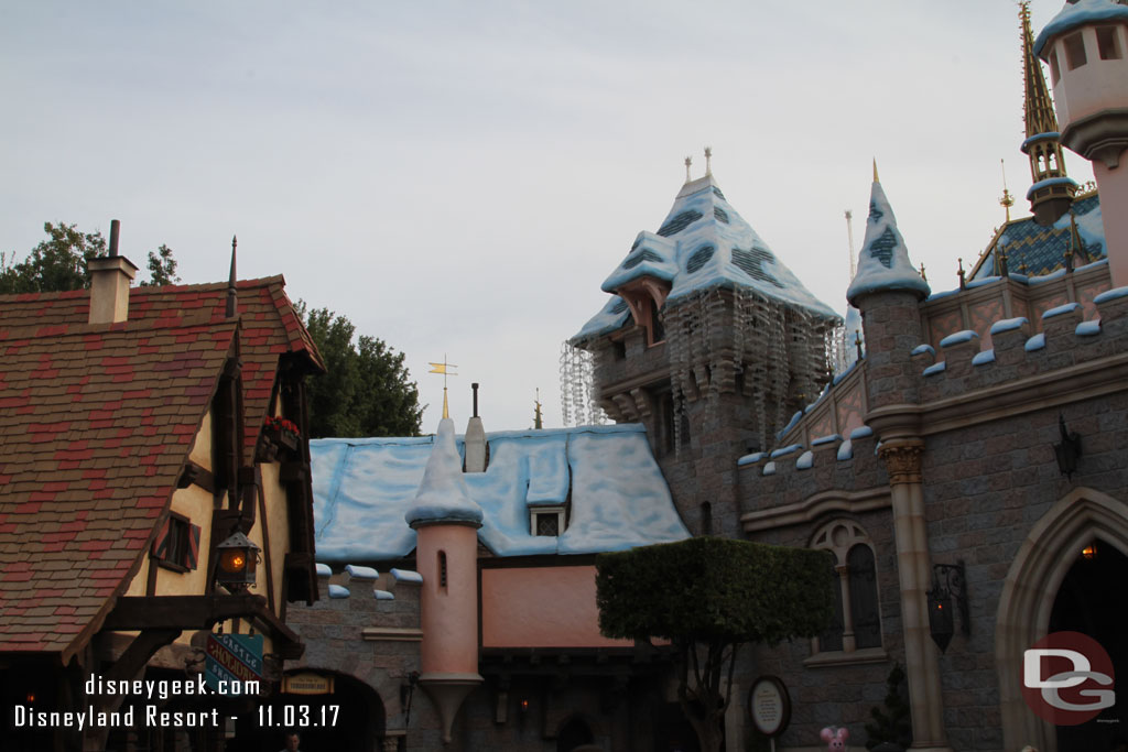 Snow on Sleeping Beauty Castle