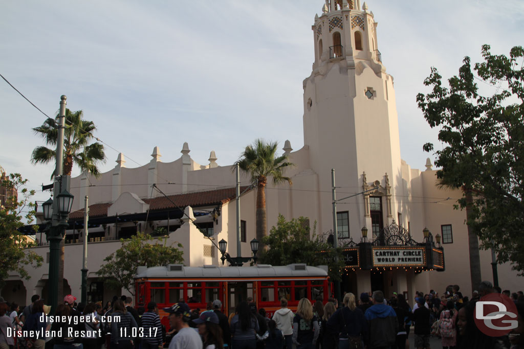 The Red Car News Boys performing.  The Halloween decorations are gone from the Carthay Circle Restaurant.