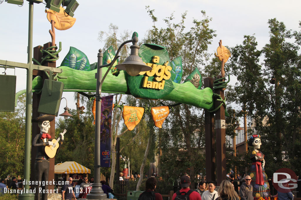 A sneak peek of Coco opened today in Bugs Land.  They moved some of the signs and props from Paradise Gardens over.  Paradise Gardens will feature Festival of Holidays decorations.