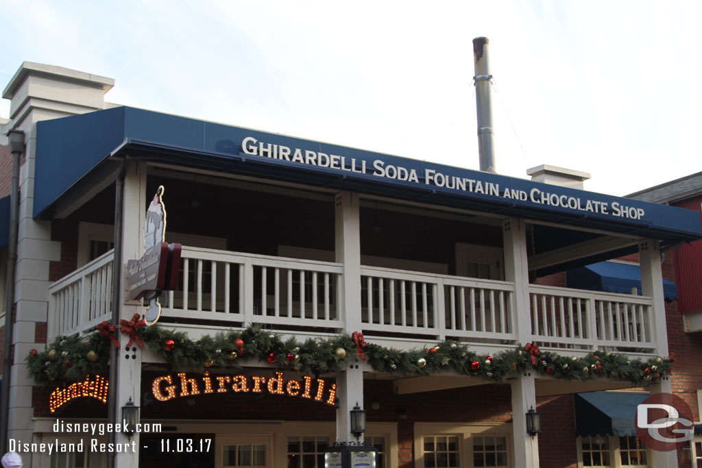 The Pacific Wharf is decorated.