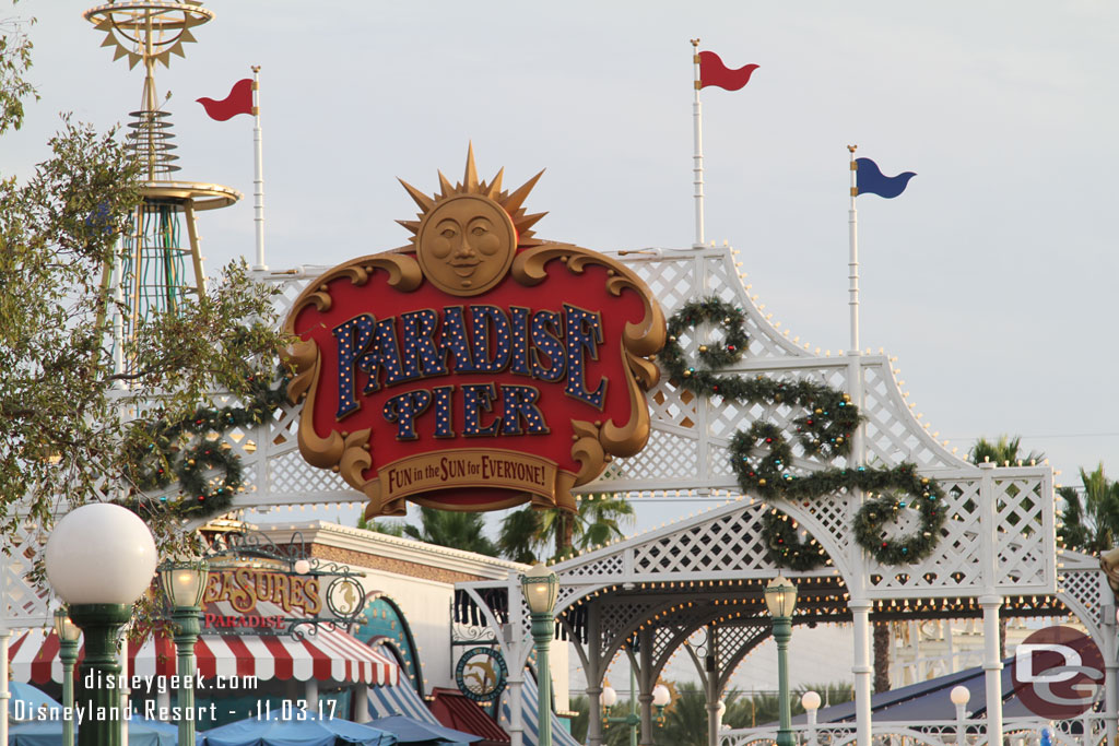 Last year to see this.. Paradise Pier decorations.. next year it will be Pixar Pier.