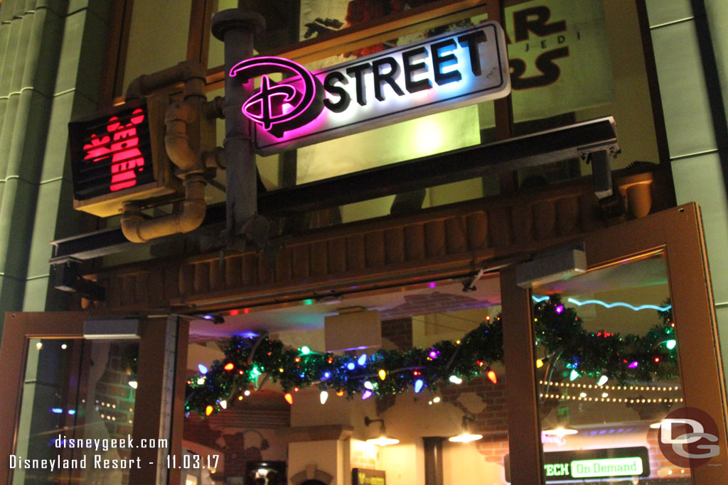 DStreet decorated for Christmas