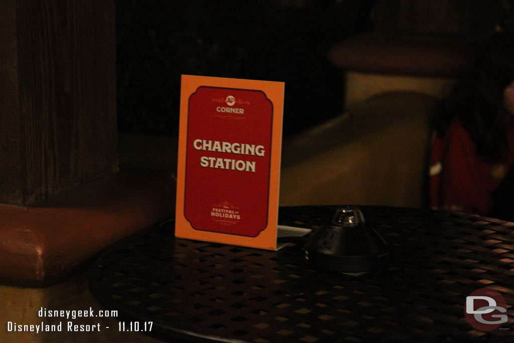 A charging station was available in addition to some tables to sit at as part of the AP corner.