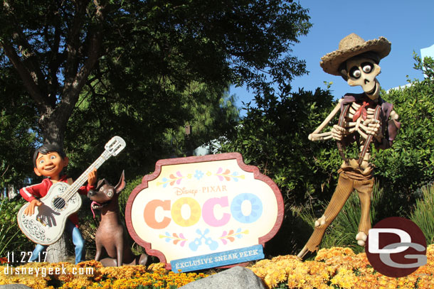 Coco opened today.  No indication of that in the park, thought they may do buttons or something.