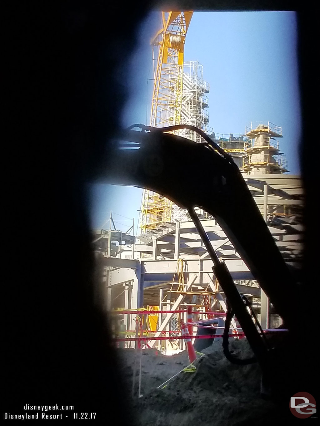 The view through the fence on the Big Thunder Trail was partially blocked with equipment.