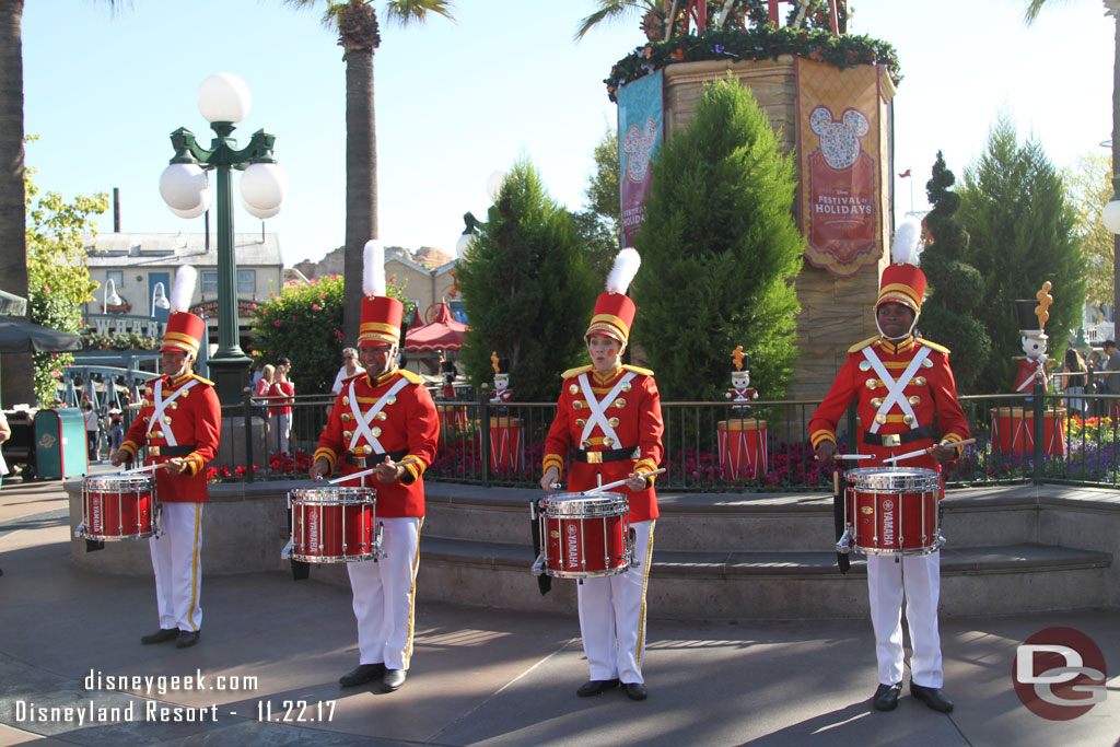 Holiday Toy Drummers performing in Paradise Pier.