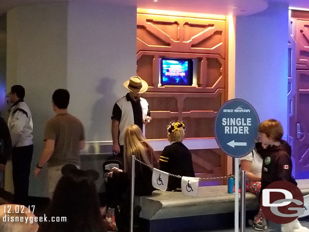 Space Mountain has is running a single rider option now.  Only a couple signs near the exit indicate it.