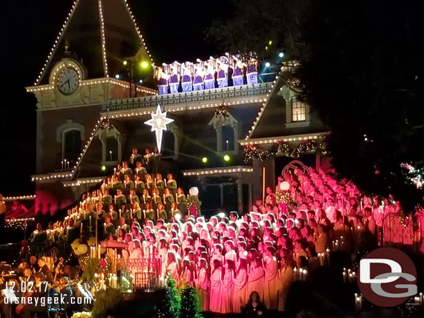 Showtime..  always an impressive moment as the lights come up and the assembled choir is revealed and the trumpets announce the start of the show.