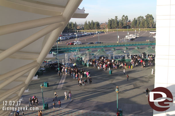 Crowds starting to back up at the security check points but not too bad yet, the current time is 7:45am.