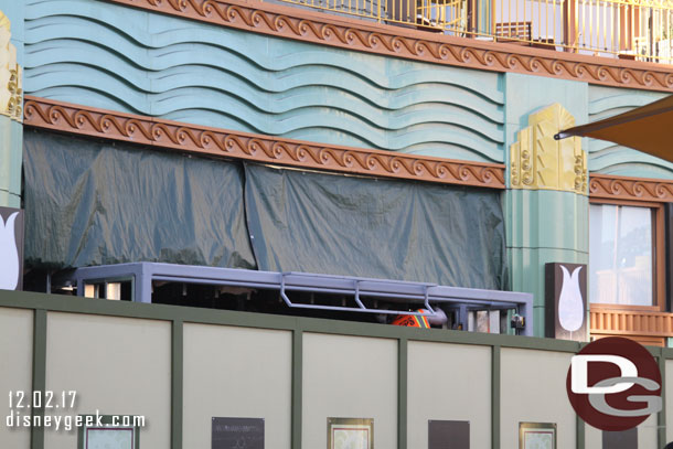 In Downtown Disney a crew is working on the entrance to the new Star Wars VR location.