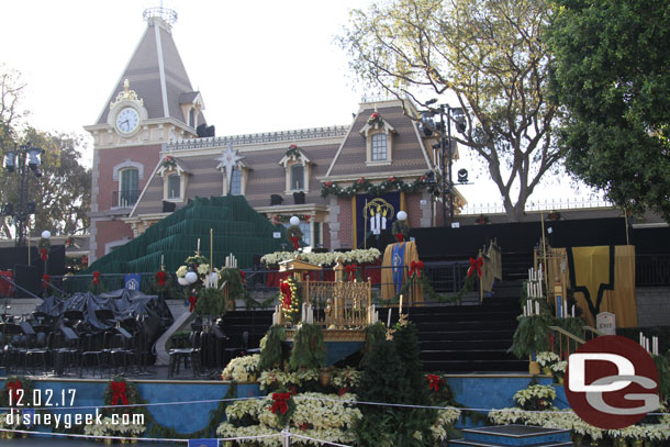 The stage in Town Square is ready for the 2017 Candlelight Ceremony.