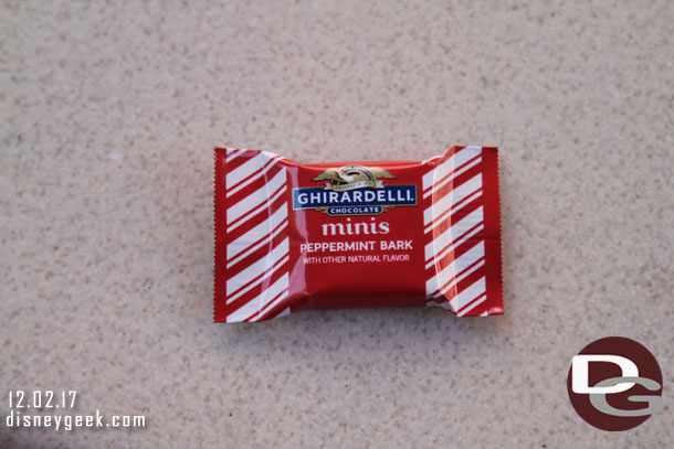 Ghirardelli was passing out minis now instead of full size peppermint bark.