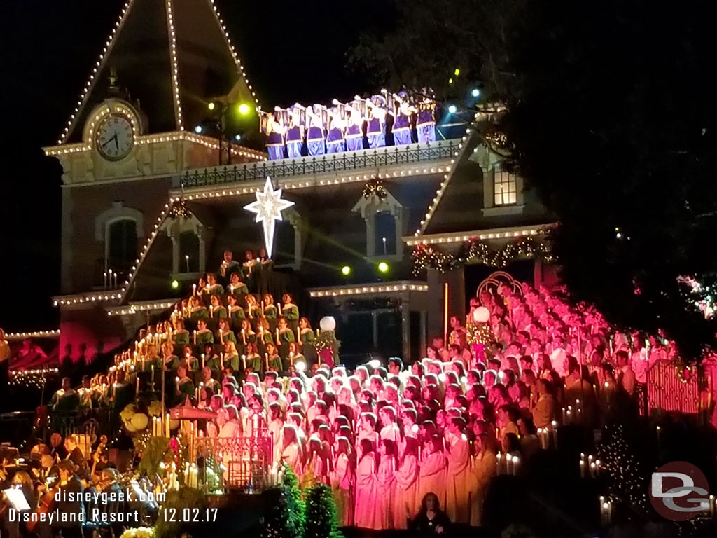 Showtime..  always an impressive moment as the lights come up and the assembled choir is revealed and the trumpets announce the start of the show.