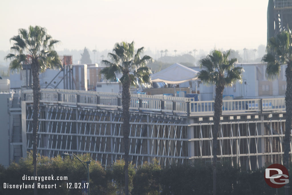 A closer look at the Millennium Falcon show building roof.