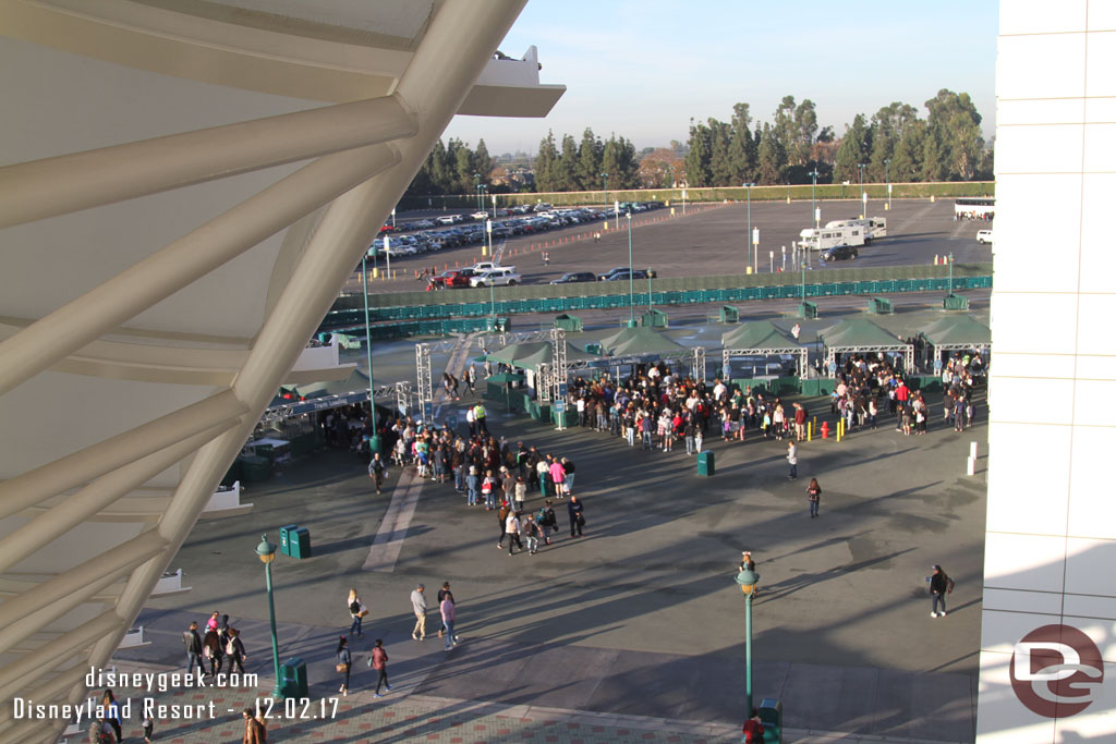 Crowds starting to back up at the security check points but not too bad yet, the current time is 7:45am.