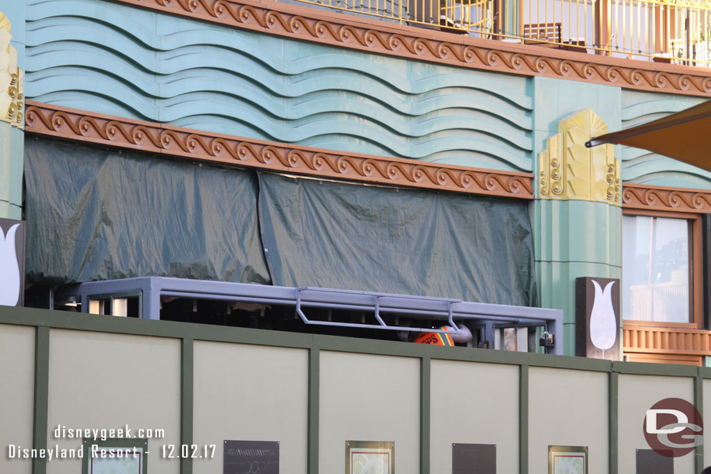 In Downtown Disney a crew is working on the entrance to the new Star Wars VR location.