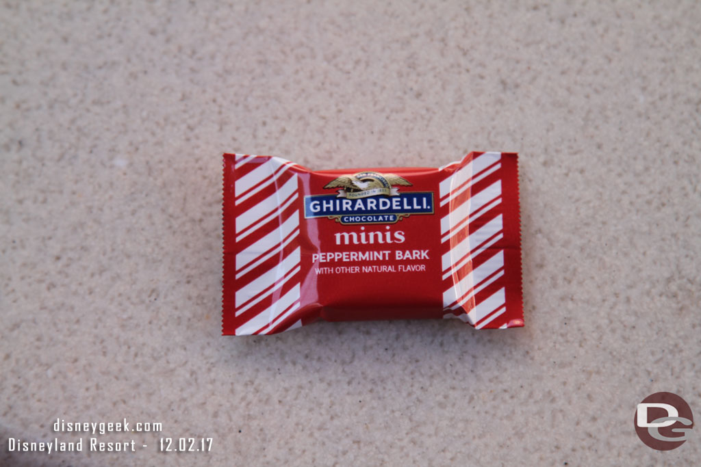 Ghirardelli was passing out minis now instead of full size peppermint bark.