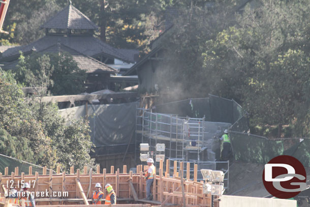 Scaffolding and work going on near the entrance tunnel in the distance.