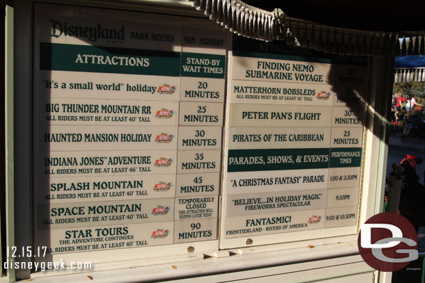 Disneyland wait times at 2:41pm