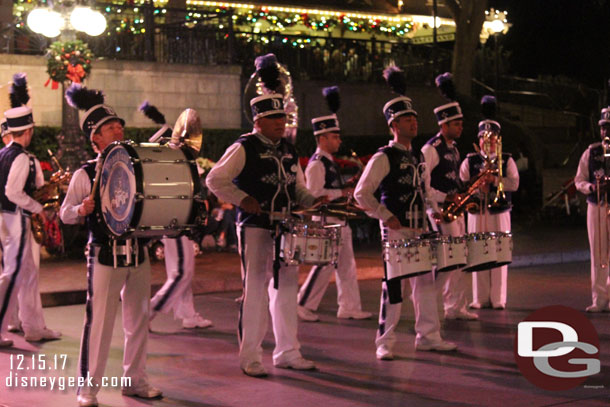 The Disneyland Band. Their set included Be Our Guest, Star Wars Medley, Jingle Bells and Little Drummer Boy.  How's that for a combination?