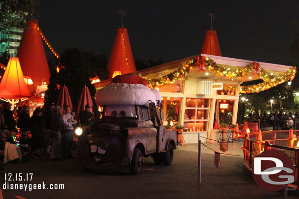 Mater pulling out of the Cozy Cone