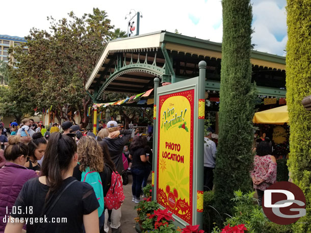 The line for character photos was out to the walkway this afternoon.