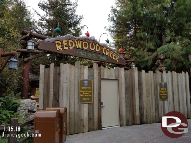 Redwood Creek Challenge Trail is closed for renovation and removal of the  Christmas overlay.  