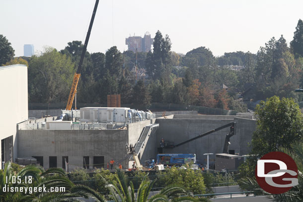 Exterior stairs are being added to the concrete building. 