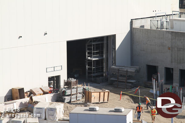 Inside the Battle Escape Building scaffolding is up as they work on the interiors for the attractions.