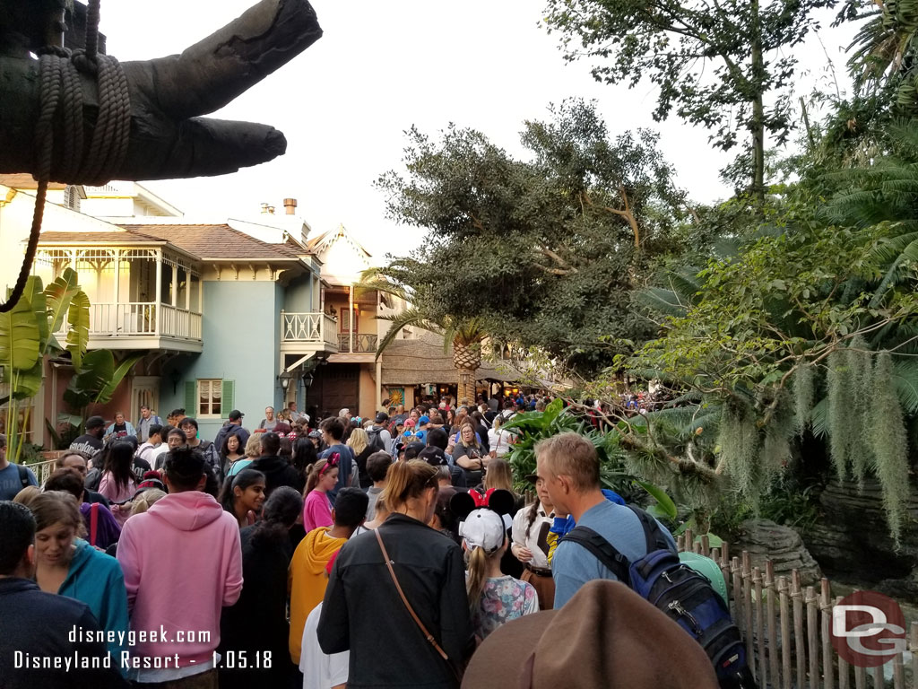 I somehow ended up at the end of the FastPass return line for Indiana Jones as soon as I exited the Tree House.  This backup was causing a traffic jam in Adventureland.