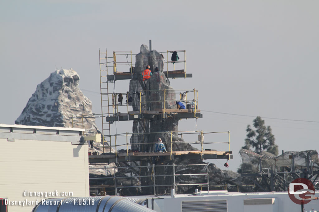 Crews working on the wire mesh for this new peak.