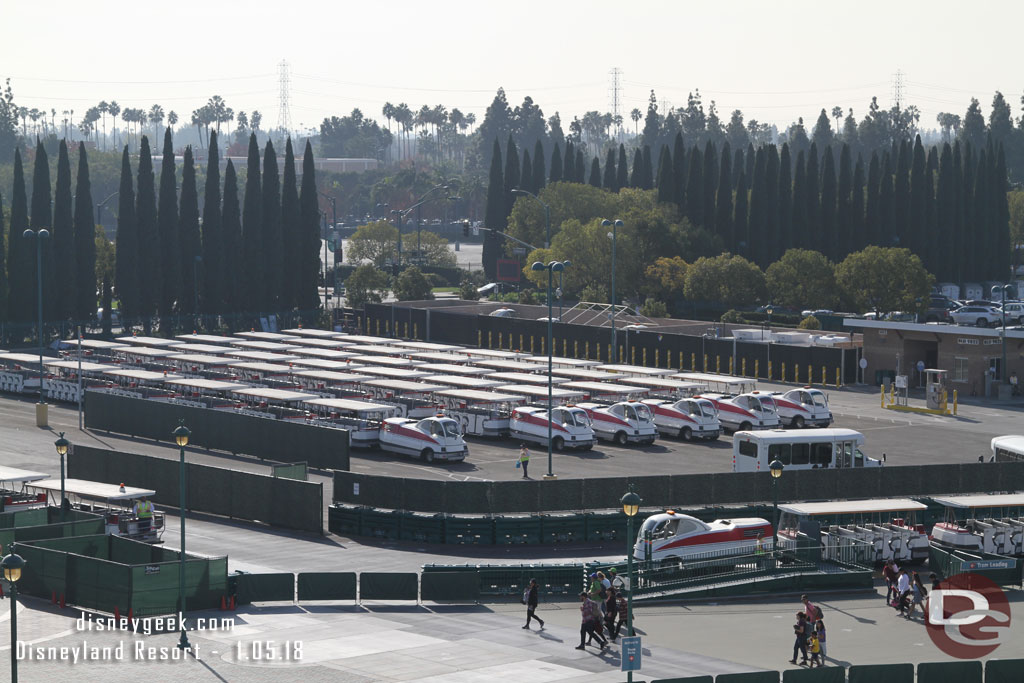 Nothing appears to be going on in the tram parking area that will be removed in the near future.