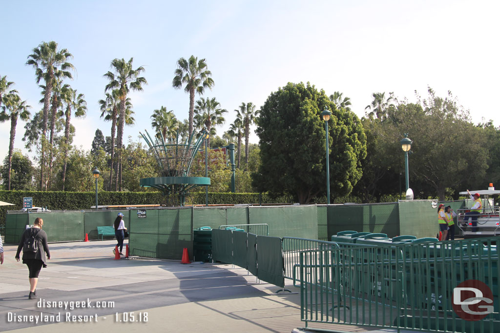 The ground level view of the tram stop fences.