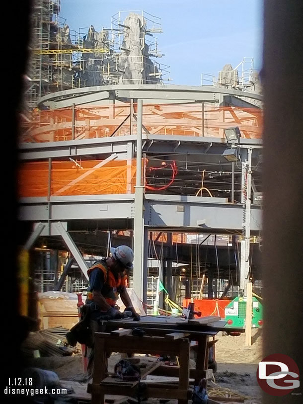 A look through one little crack in the fence along the trail at the Galaxy's Edge work.