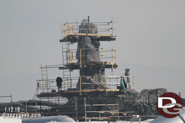 Panning right to the shorter of the peaks visible over the Battle Escape Building.  The scaffolding is up and it looks ready for concrete.