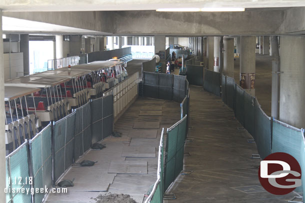 Here you can see the current route to the left and a fenced in walkway from the stairs to the crossing.